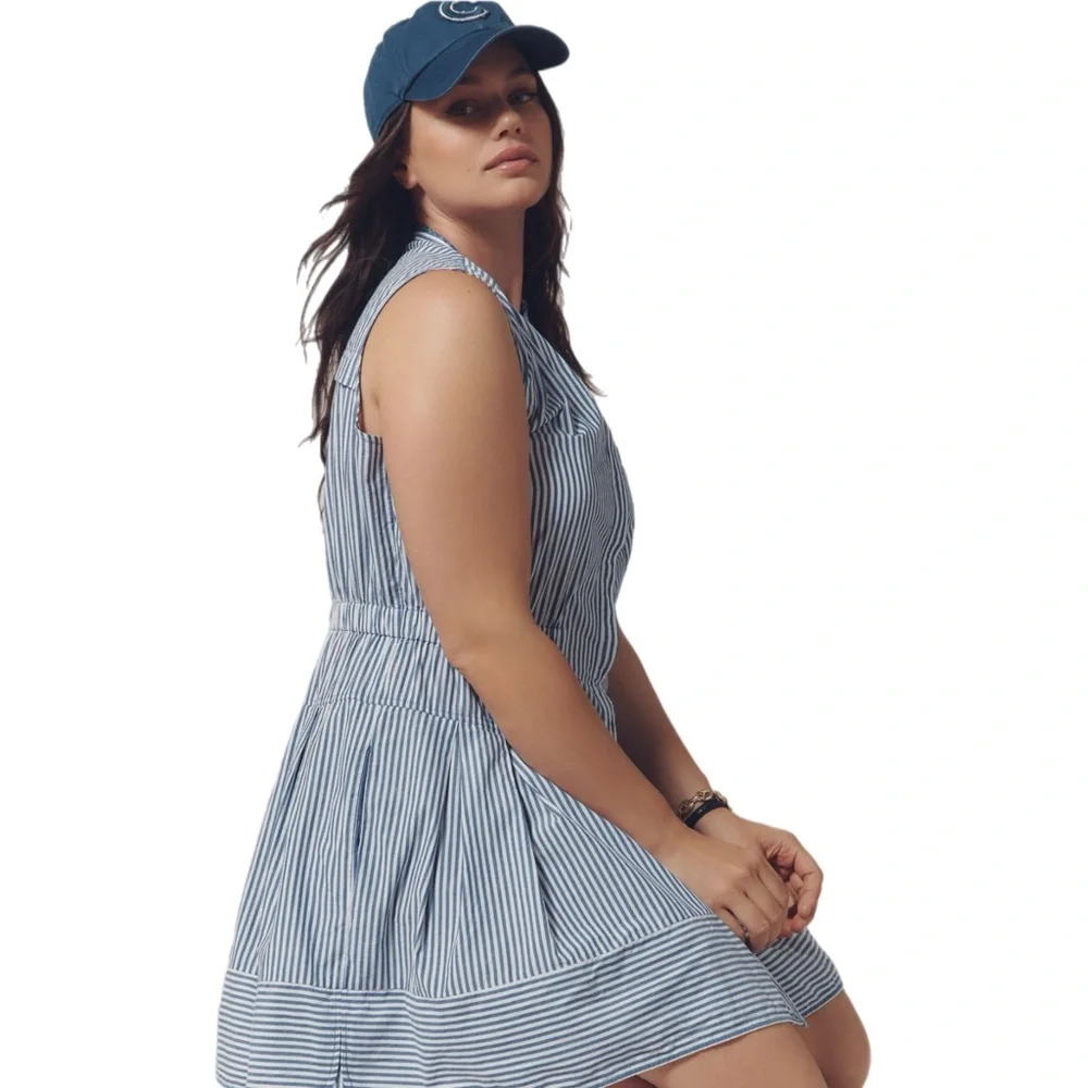Anthropologie Maeve Sleeveless V-Neck Fit & Flare Shirtdress_12